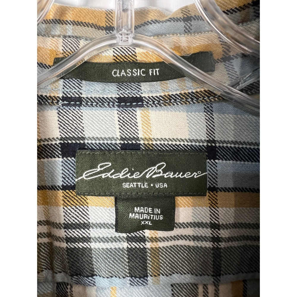 Eddie Bauer Classic Fit 100% Cotton Plaid Flannel Button Down Shirt Mens XXL - Picture 2 of 5